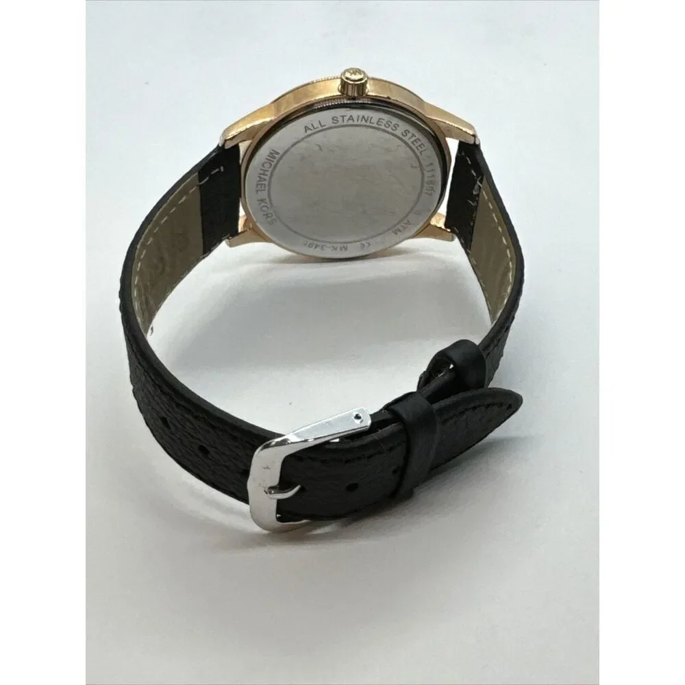Michael Kors Hartman MK3491 Womens Black Leather Analog Dali Quartz Watch JNA385